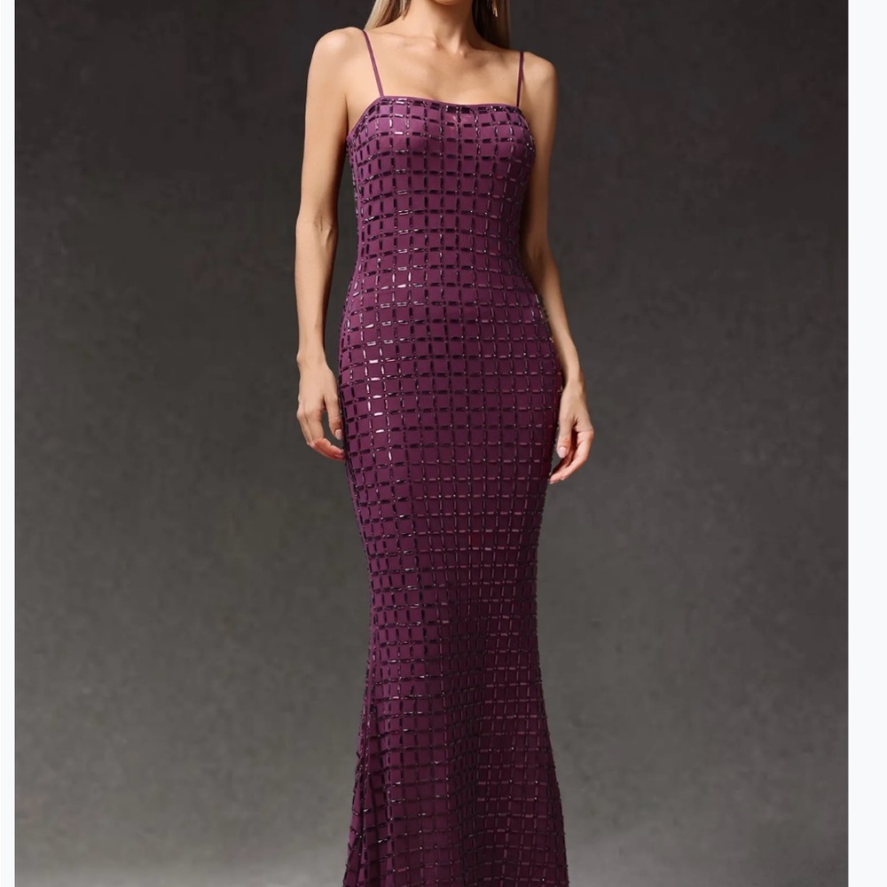 Chic Purple Maxi Dress.  Zavala Sleeveless Diamond Maxi